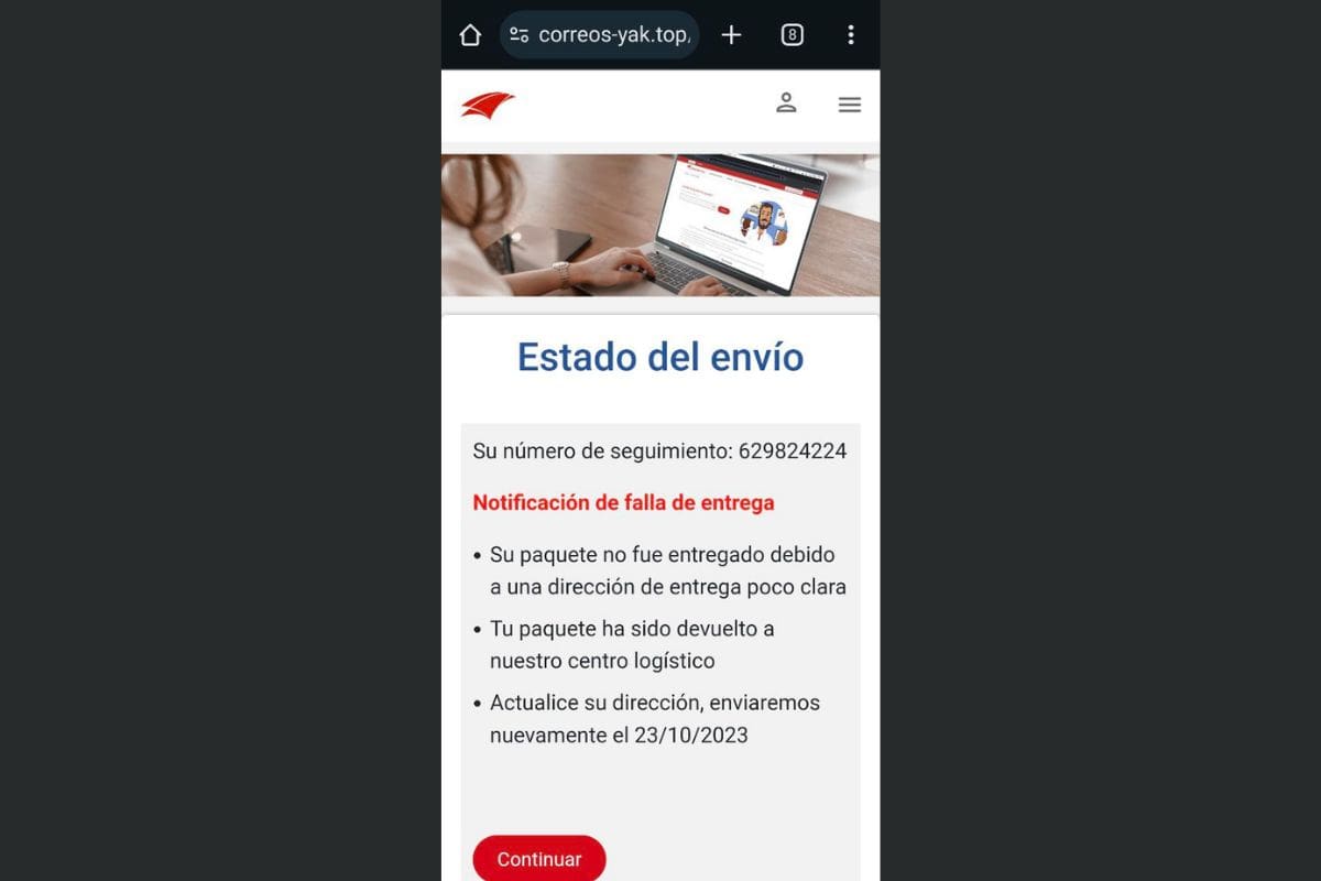 Las páginas de estafa suelen copiar pulcramente el sitio real con el que te quieren engañar.
