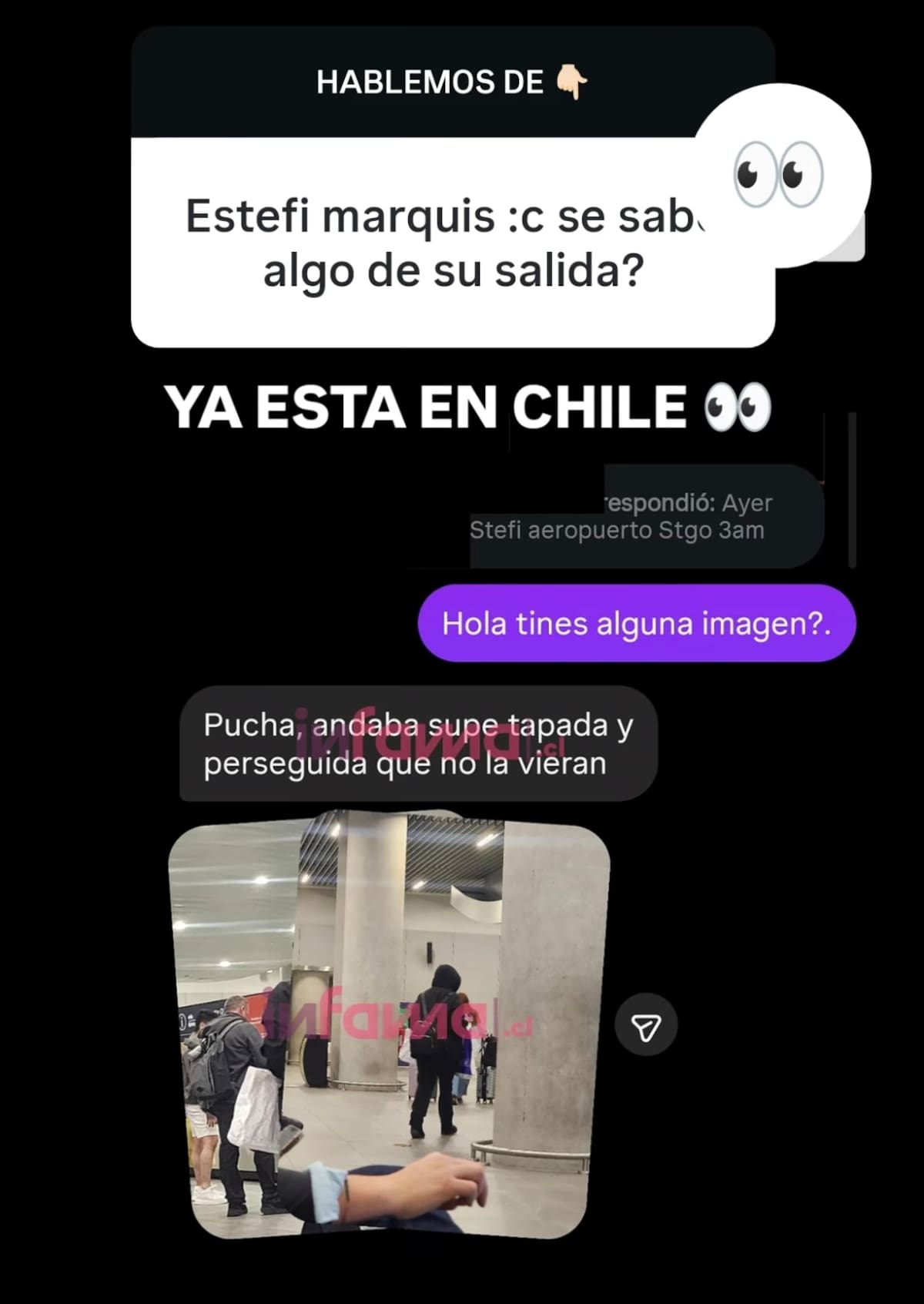 La modelo chilena fue captada en el aeropuerto tras su renuncia a Volverías con tu Ex 2.