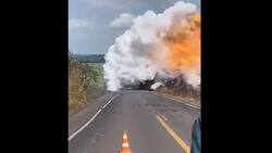 VIDEO | Captan momento exacto en el que camión cisterna explota en plena carretera en Brasil