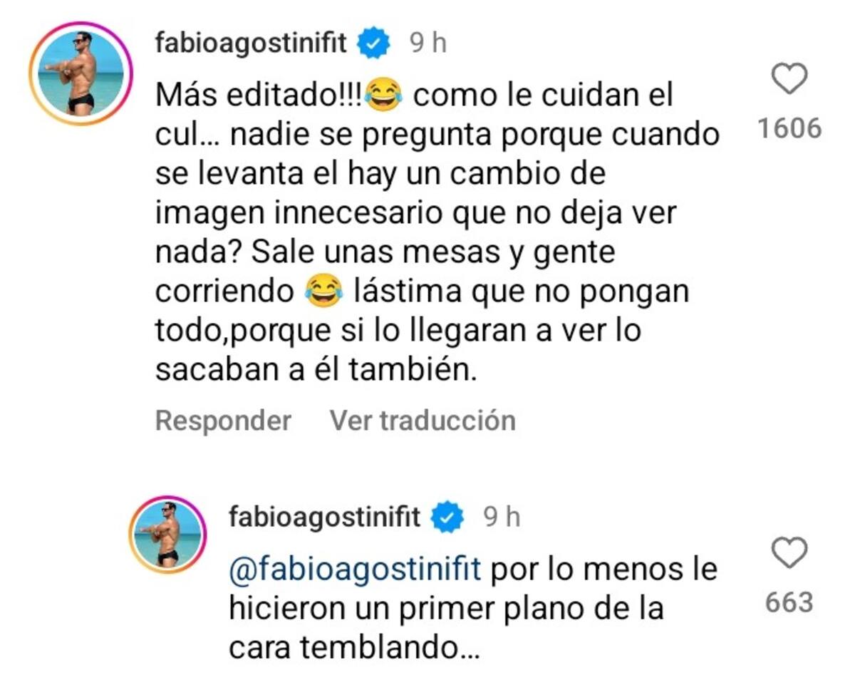 Fabio Agostini criticó la edición de su pelea con Luis Mateucci. Créditos: Instagram
