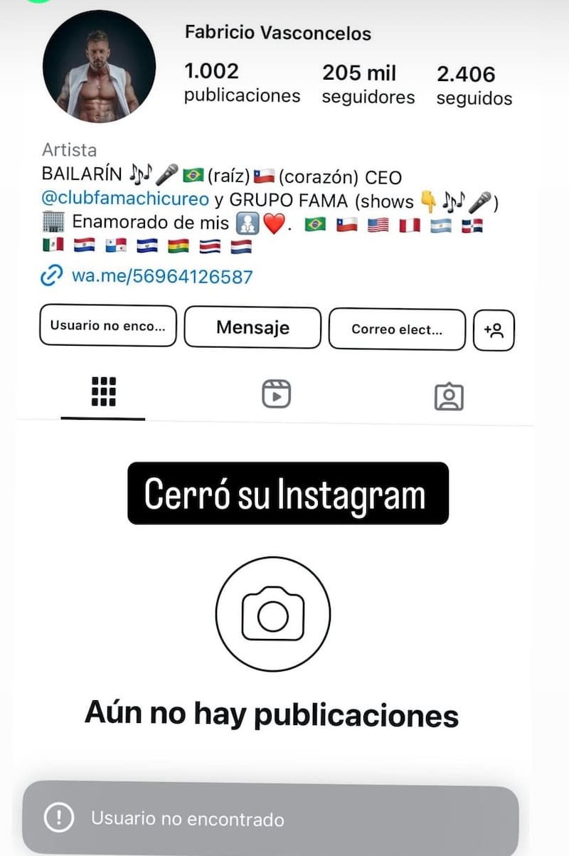El bailarín cerró su Instagram.