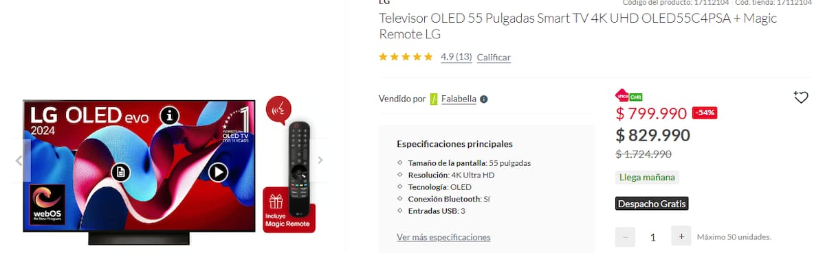 Este Smart TV de 55 pulgadas está en oferta.