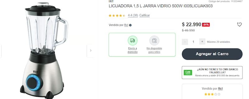 Esta licuadora está con más de $20.000 de ahorro.
