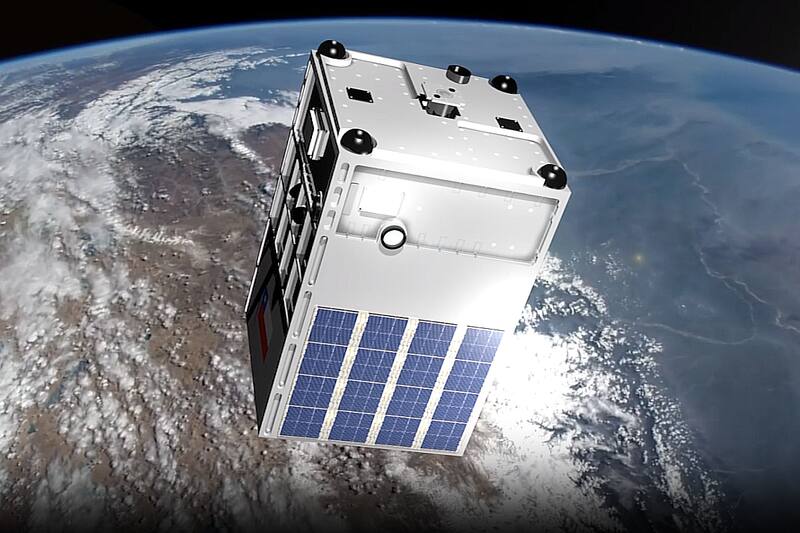 Recreación de cómo se verá el satélite una vez esté en órbita. Créditos: FACh.