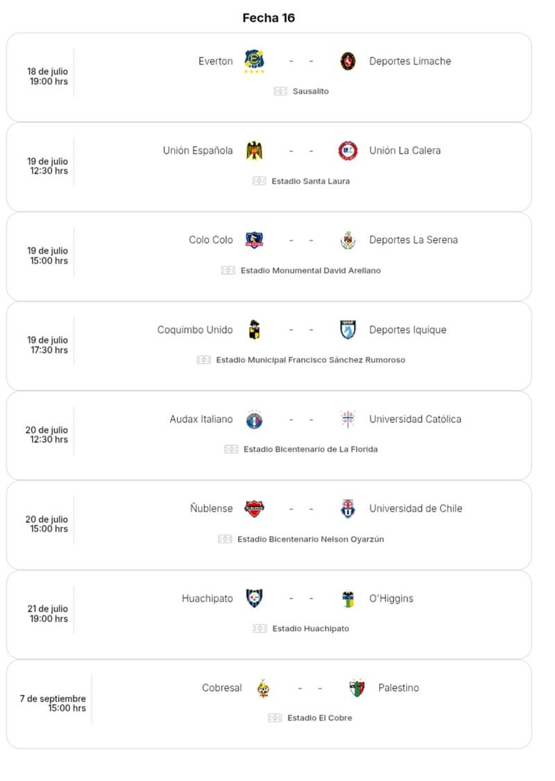 Fecha 16 del Campeonato Nacional.