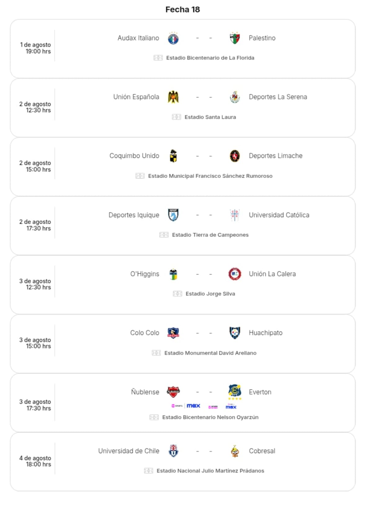 Fecha 18 del Campeonato Nacional.