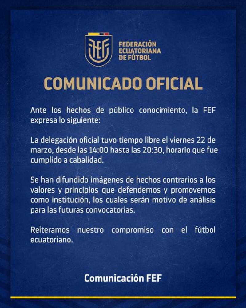La Federación de Ecuador condenó el acto de indisciplina