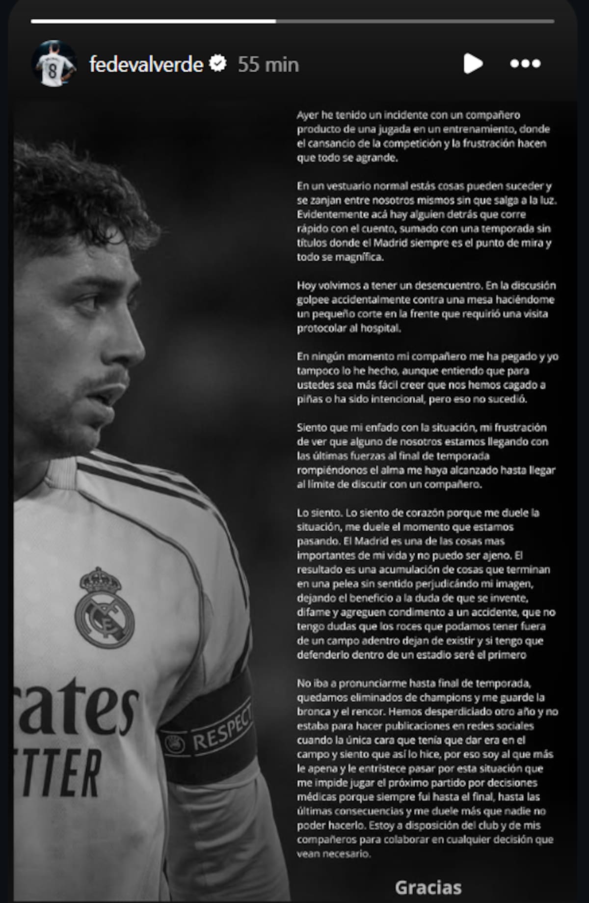 El comunicado del uruguayo.