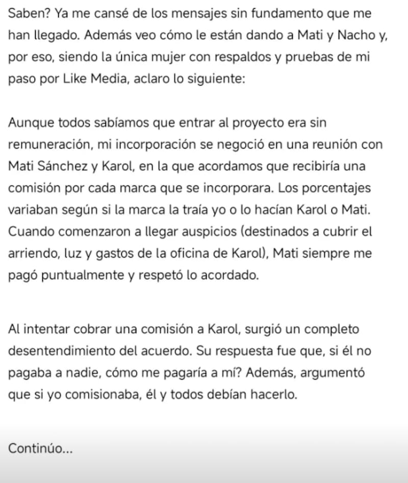 Extrabajadora de Karol Lucero arremete contra el animador.