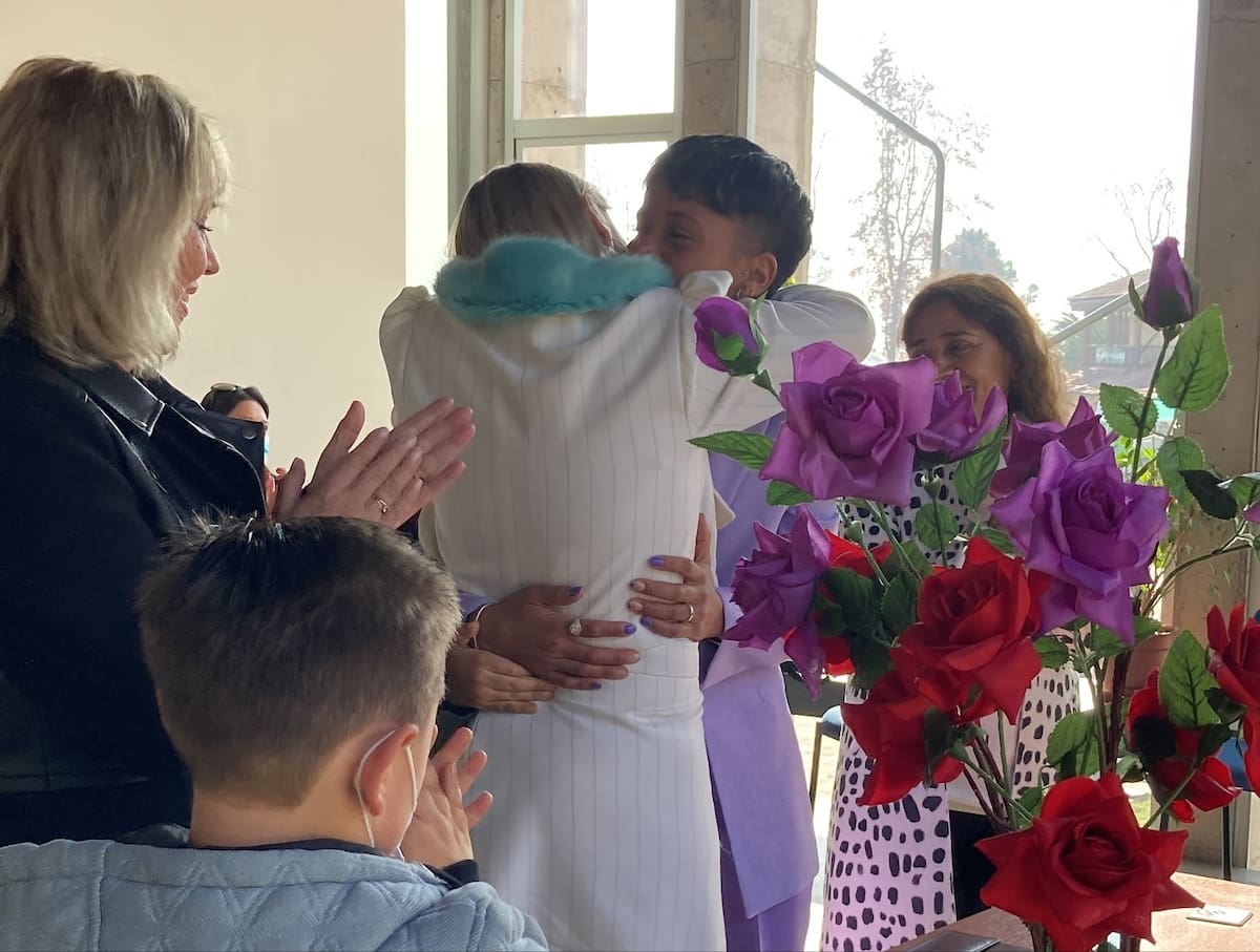 Fernanda Pinilla y Grace Lazcano el día de su matrimonio
