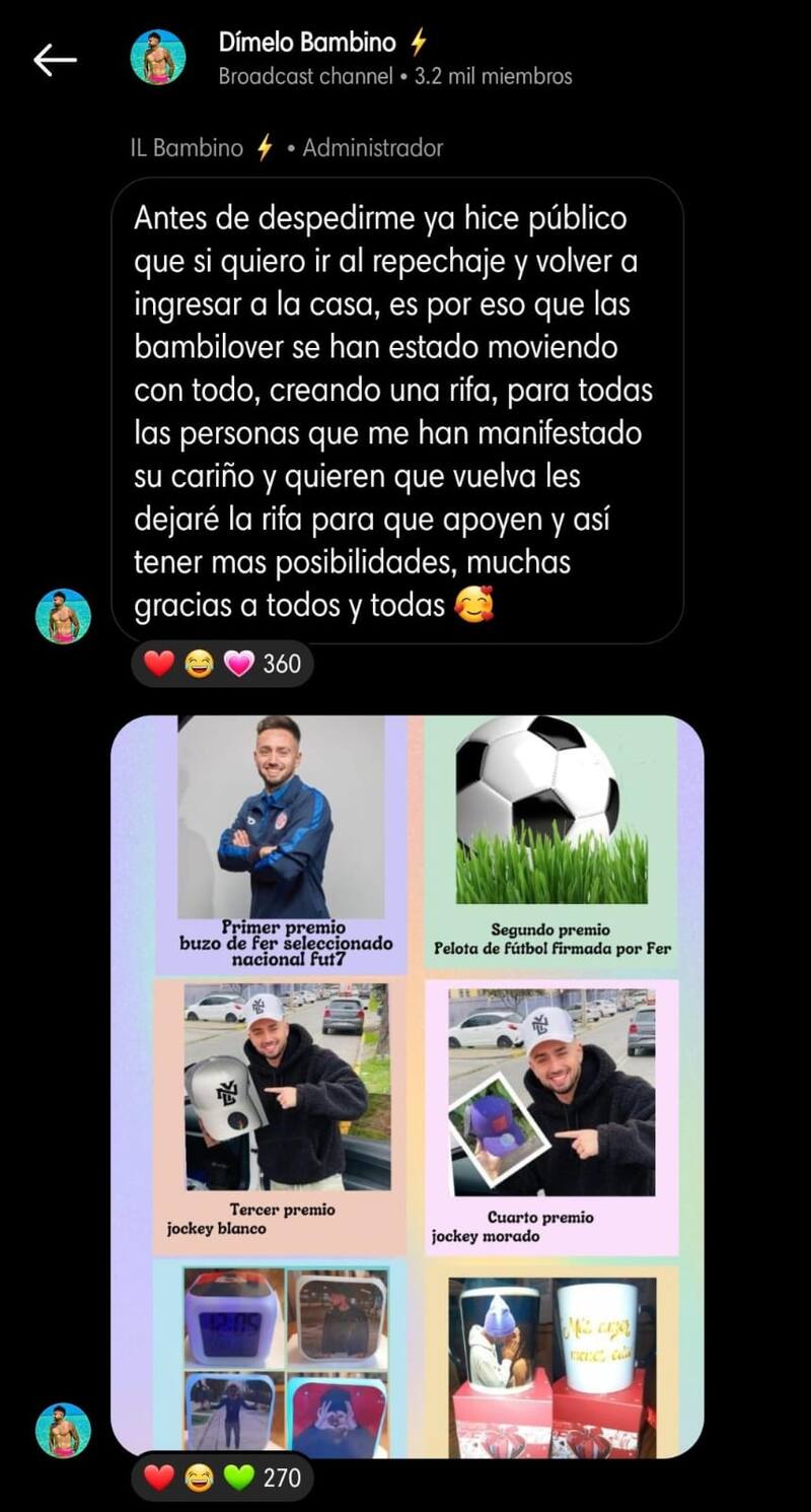 Fernando Altamirano, "El Bambino", a través de su canal de difusión en Instagram.