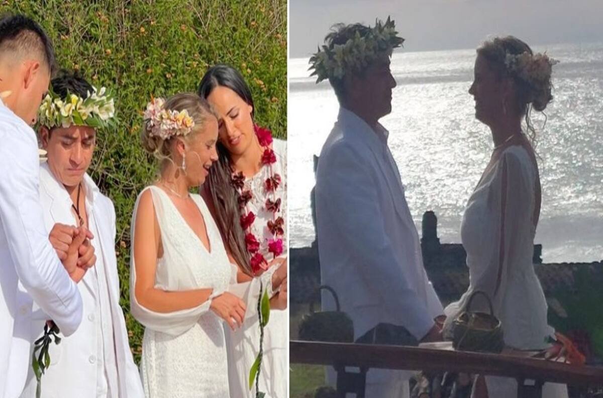 En una ceremonia simbólica: Fernando Godoy y Ornella Dalbosco se casaron en Rapa Nui