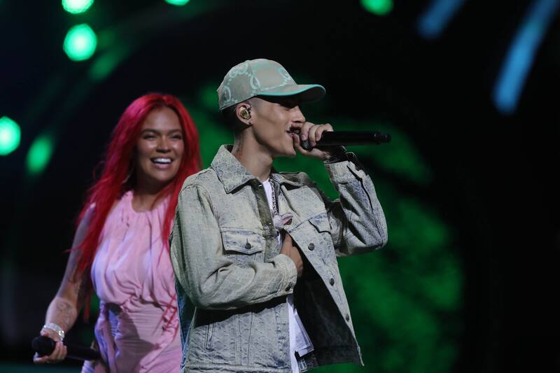 Karol G invitó a Cris Mj a interpretar el remix de "Una Noche en Medellín". Foto: Diego Martin / Agencia Uno.