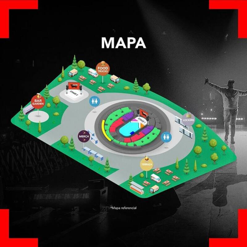 Mapa del Festival La Junta 2023 en Movistar Arena.