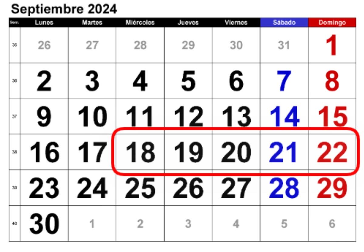 Mejor te pones a juntar pronto ya que las Fiestas Patrias del 2024 vienen de lujo y en versión XXL | Foto: Calendarpedia