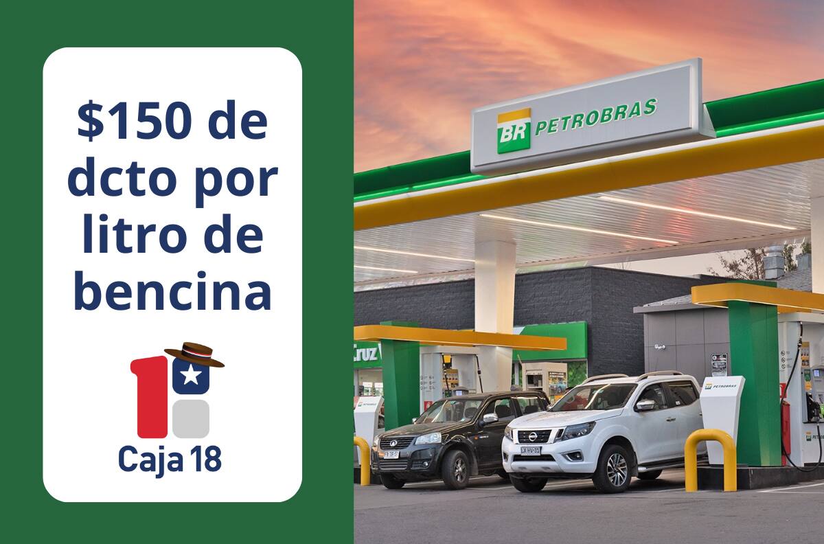 Solo por Fiestas Patrias: recibe $150 de descuento por litro de bencina en Petrobras con Caja 18