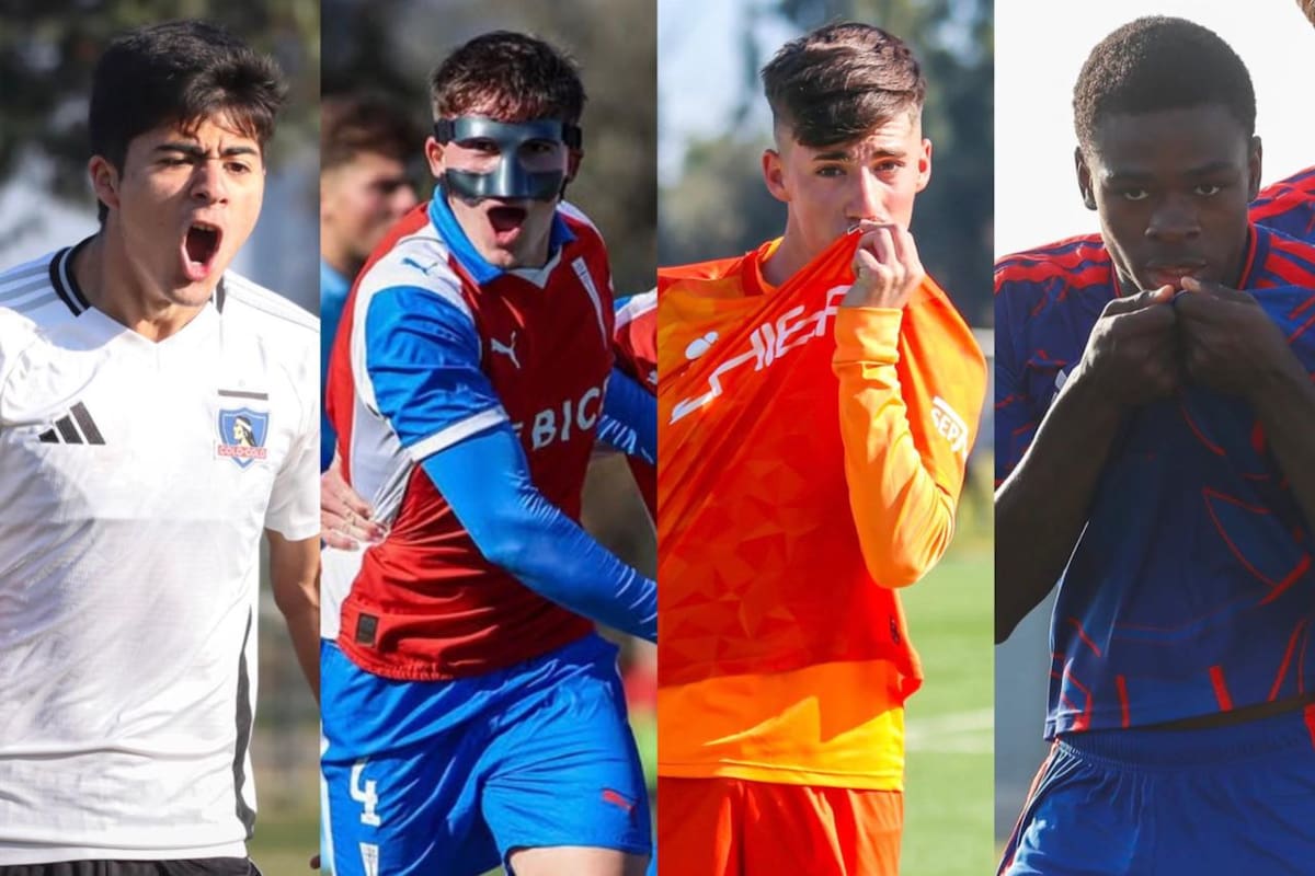 Colo-Colo, Universidad Católica, Cobreloa y Universidad de Chile disputarán este sábado finales del fútbol joven. Fotos: Colo-Colo, Universidad Católica, Cobreloa y Universidad de Chile.