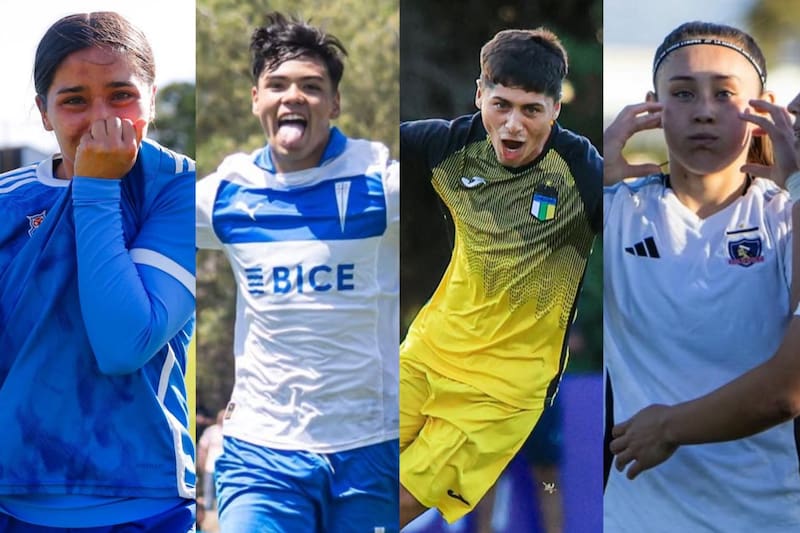 Desde hoy, jueves 4 de diciembre, hasta la mañana de este sábado, se disputarán las finales del fútbol formativo en Chile. Fotos: Universidad de Chile Femenino, Cruzados, O'Higgins y Colo Colo Femenino.