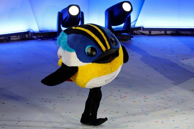 La mascota de Santiago 2023 fue el personajes del año. (Foto de Andres Pina/Santiago 2023 vía Photosport).