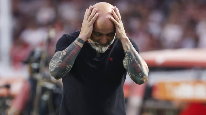 Jorge Sampaoli en la final de vuelta de Copa de Brasil entre Sao Paulo y Flamengo.