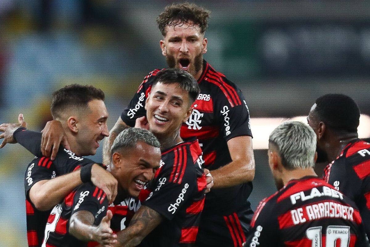 El Mengao celebrando una de sus anotaciones en la victoria de ayer. Foto: @Flamengo.
