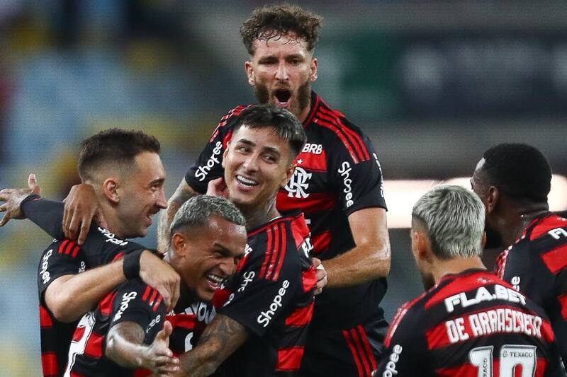 El Mengao celebrando una de sus anotaciones en la victoria de ayer. Foto: @Flamengo.