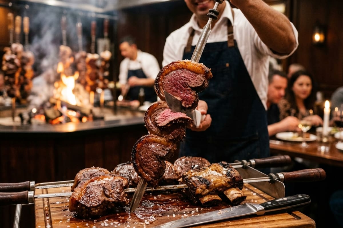 Este nuevo tenedor libre de carnes en Providencia es una excelente opción para visitar en otoño. Foto: IA Google, Gemini.