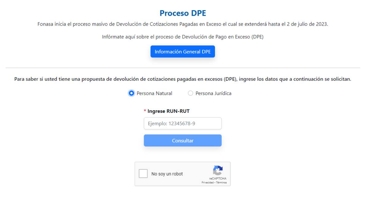 Ingresa al sitio web de Fonasa para acceder a la propuesta de devolución por cotizaciones pagadas en exceso. Gráfica: Fonasa.