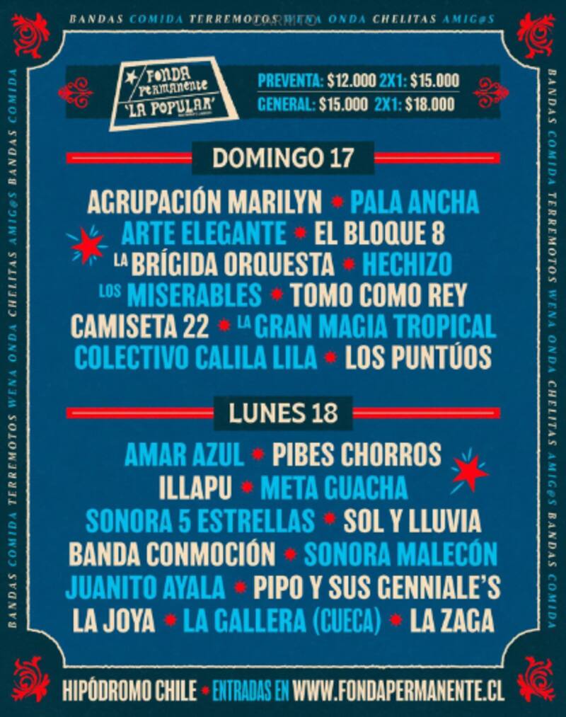 El evento se llevará a cabo en el Hipódromo Chile. Créditos: Fonda Permanente Popular.