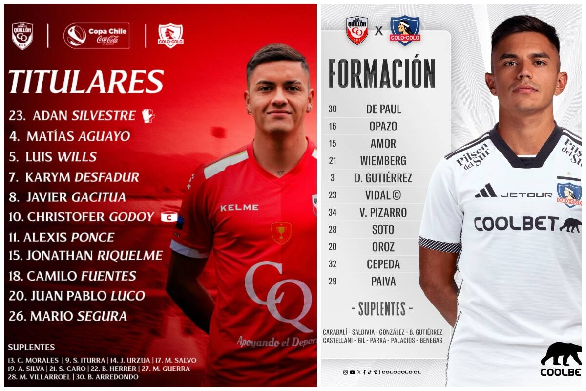 Formación de Deportes Quillón y Colo Colo para el partido de Copa Chile