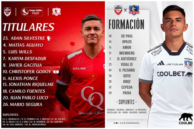 Formación de Deportes Quillón y Colo Colo para el partido de Copa Chile