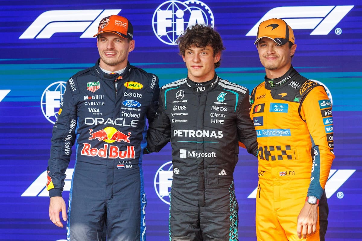 Kimi Antonelli se quedó con la pole en Bélgica, Verstappen largará segundo y Norris fue penalizado. Foto: EFE.