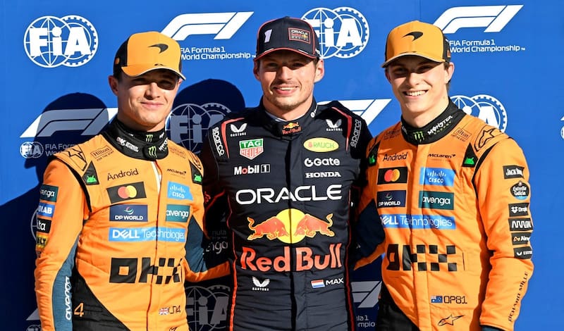 Lando Norris, Max Verstappen y Oscar Piastri se pelean el título mundial. EFE