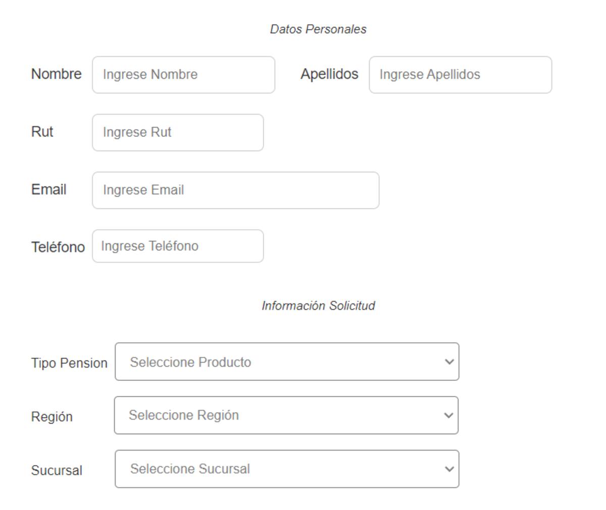 Así luce el formulario de solicitud de crédito para pensionados.