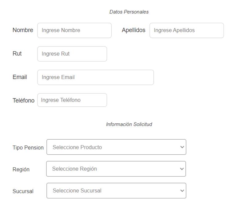 Así luce el formulario de solicitud de crédito para pensionados.