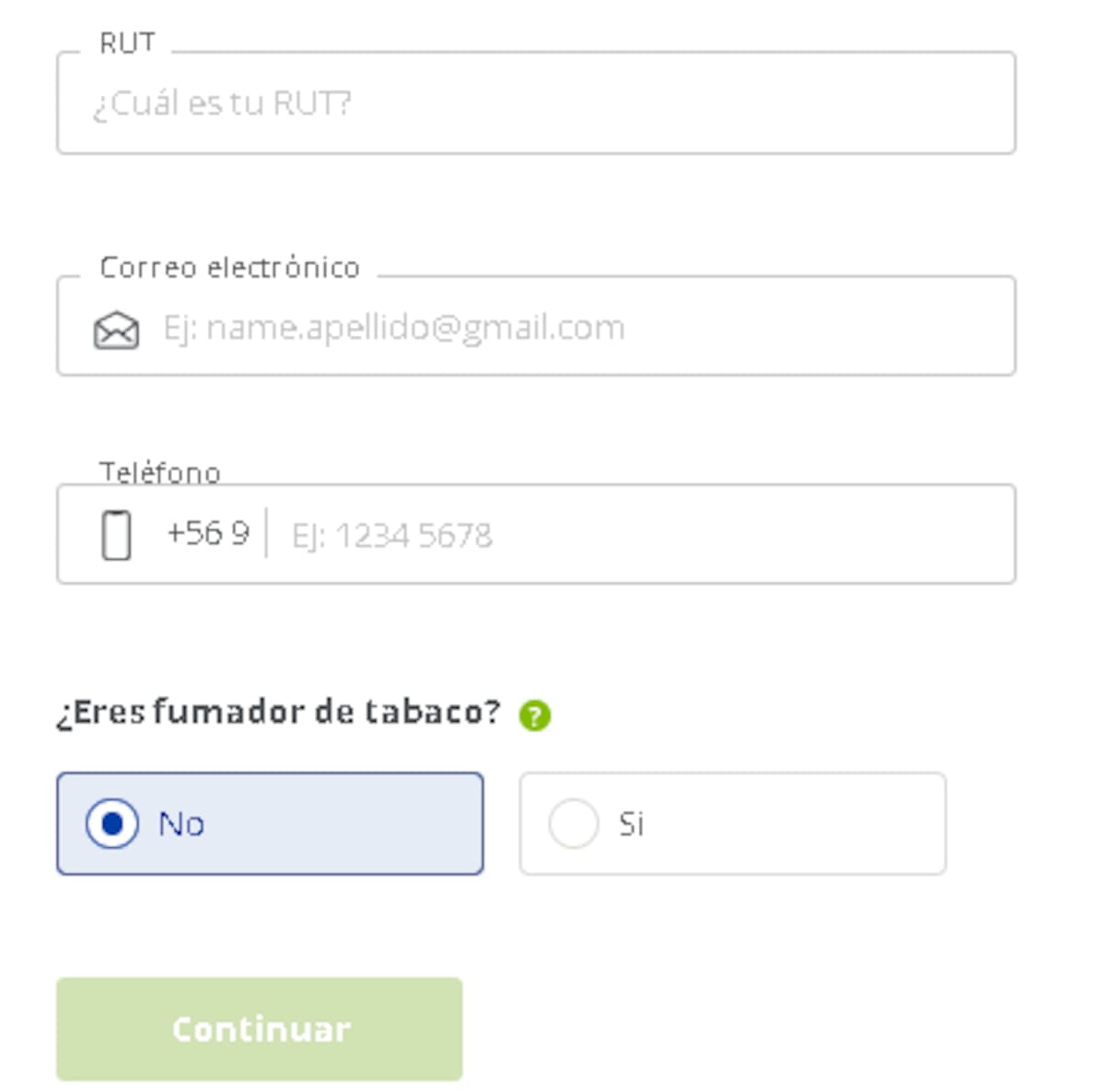 Formulario del Seguro de Vida Digital de Banco Consorcio.
