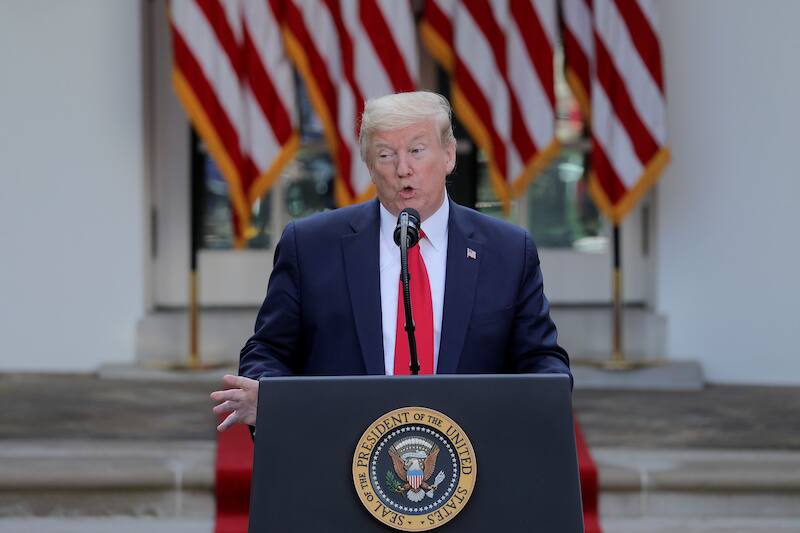 Foto del lunes del presidente de EEUU, Donald Trump, en una rueda de prensa en la Casa Blanca.
Abril 27, 2020. REUTERS/Carlos Barria