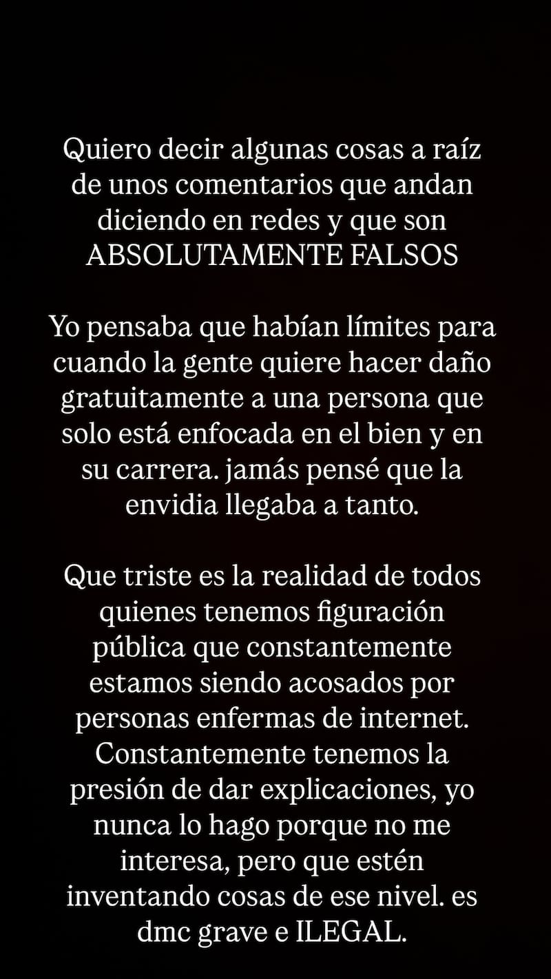 Esta es la primera parte de la declaración de la artista.