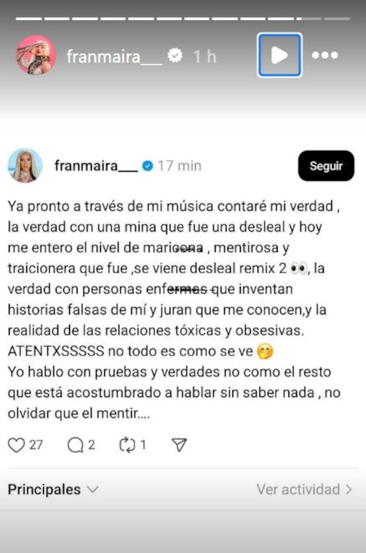 De esta forma la intérprete anunció la nueva versión del tema.