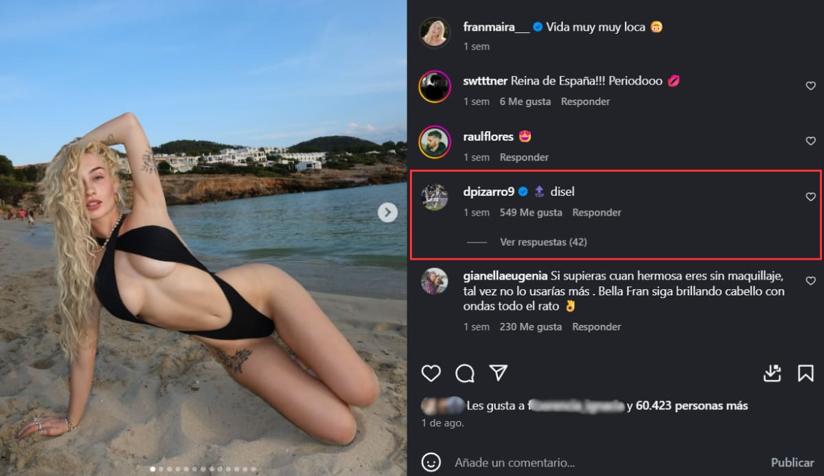 El deportista no dudó en dejarle un coqueto comentario a la cantante en sus redes sociales. Créditos: Instagram.