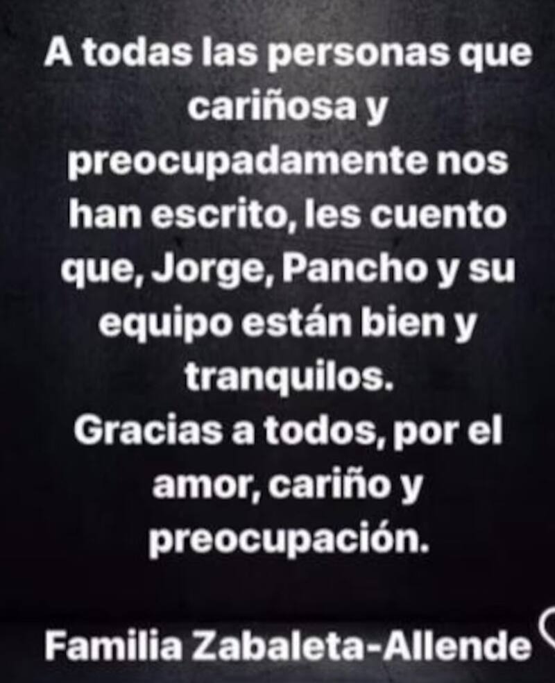 Francisca Allende actualiza estado de salud de Jorge Zabaleta y Pancho Saavedra.