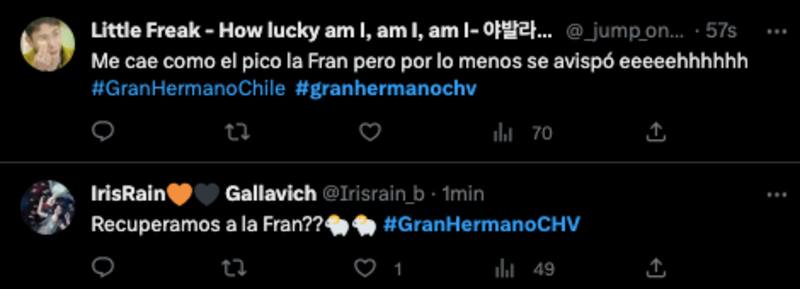 Reacciones a las palabras de Francisca Maira. Foto: Twitter.