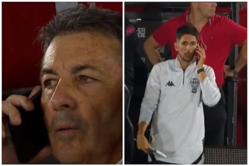 dando instrucciones por celular tras ser expulsado en Huracán.