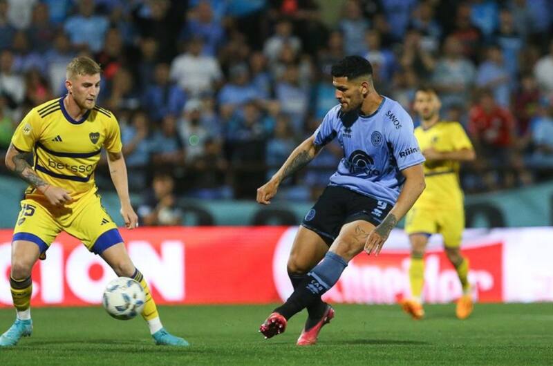 Lucas Passerini en el partido entre Belgrano y Boca Juniors.