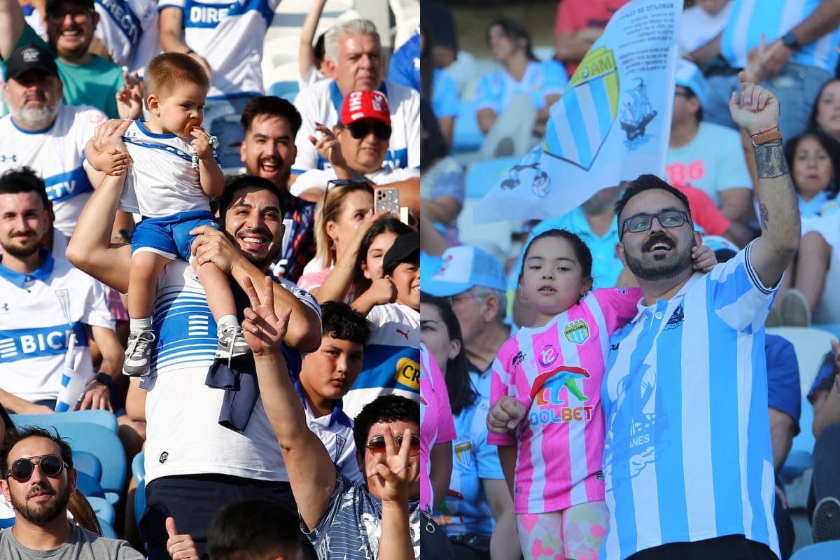 Hinchas de la UC agradecen a Magallanes. Fotos: Aton.