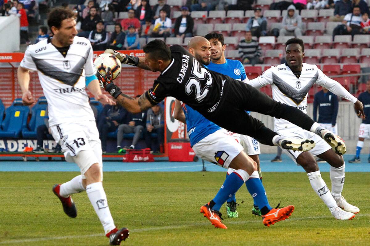 Franco Cabrera defendiendo el arco de Santiago Morning en un partido ante Universidad Católica. Foto: Aton.