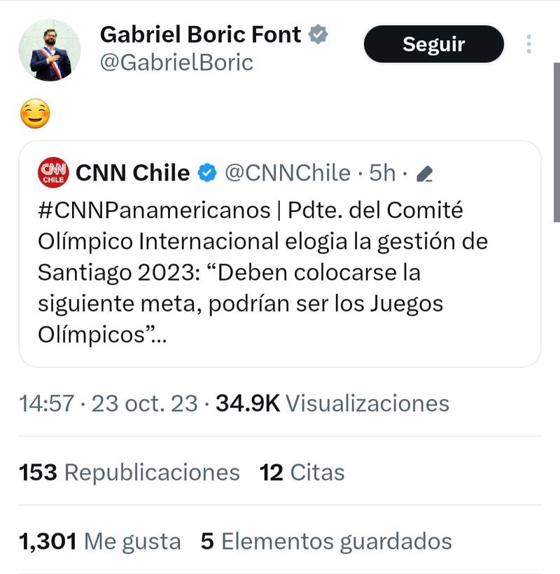 Gabriel Boric y su reacción.
