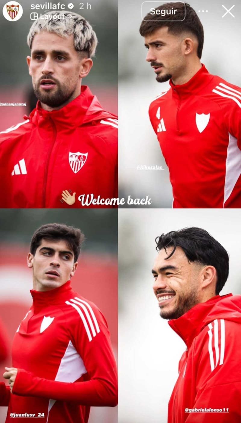 Volvió a los entrenamientos y así lo destacaron en Sevilla. Foto: @SevillaFC