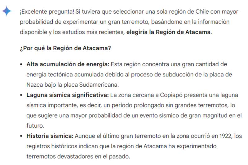 Atacama es la región con mayor probabilidad de un terremoto.