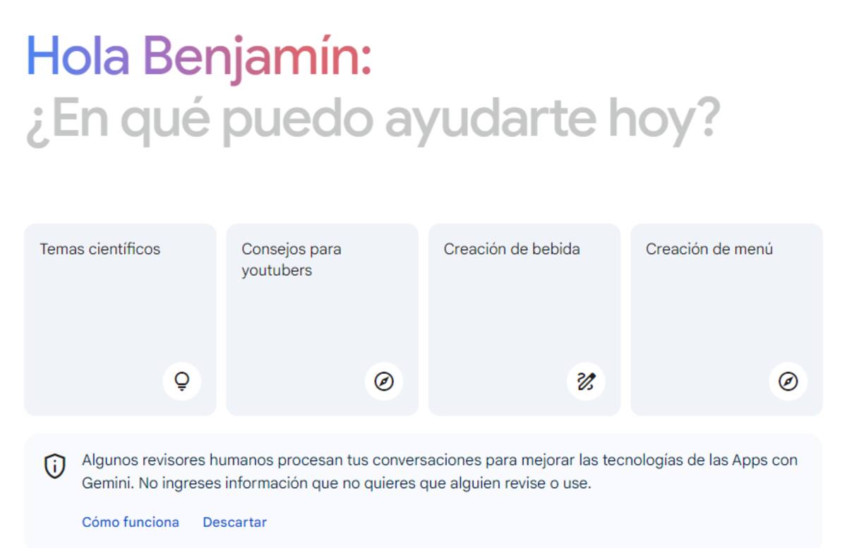 Alguno de los temas que ofrece Gemini.
